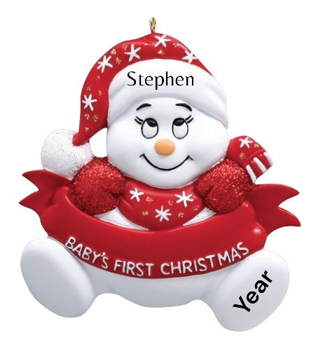 Baby’s 1st Christmas ornament red personalised