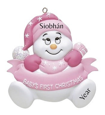 1st baby ornament pink snow baby ornament