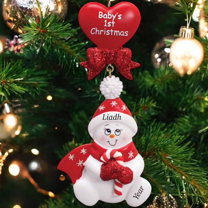 Candy Cane Baby Red Personalised 1st Christmas Ornament