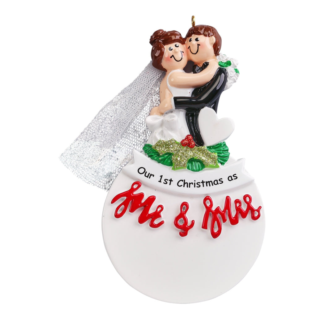 Bauble 1st Christmas As Mr. &amp; Mrs. Personalised Christmas Ornament