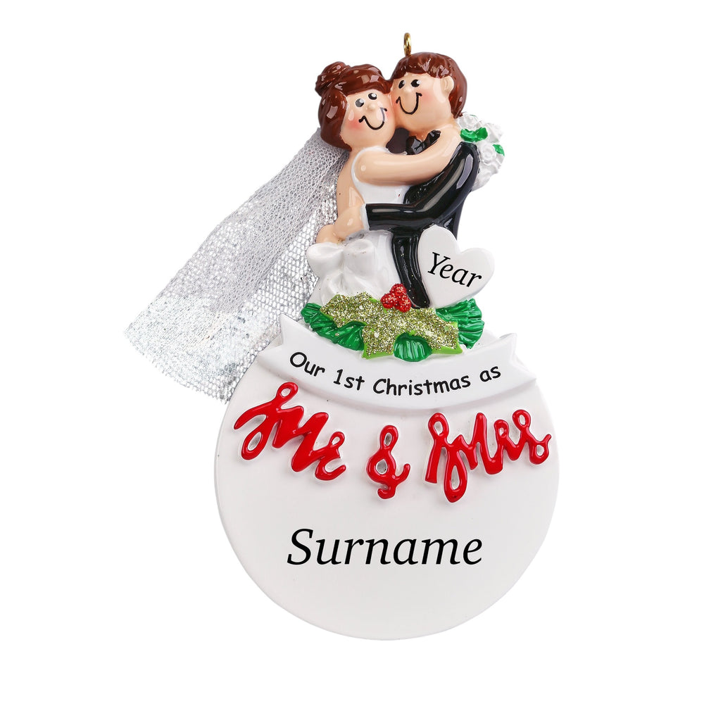 Personalised Mr and Mrs Christmas tree decoration