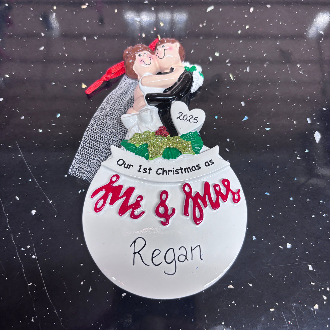 Bauble 1st Christmas As Mr. &amp; Mrs. Personalised Christmas Ornament