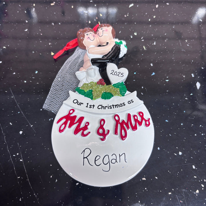 Bauble 1st Christmas As Mr. &amp; Mrs. Personalised Christmas Ornament