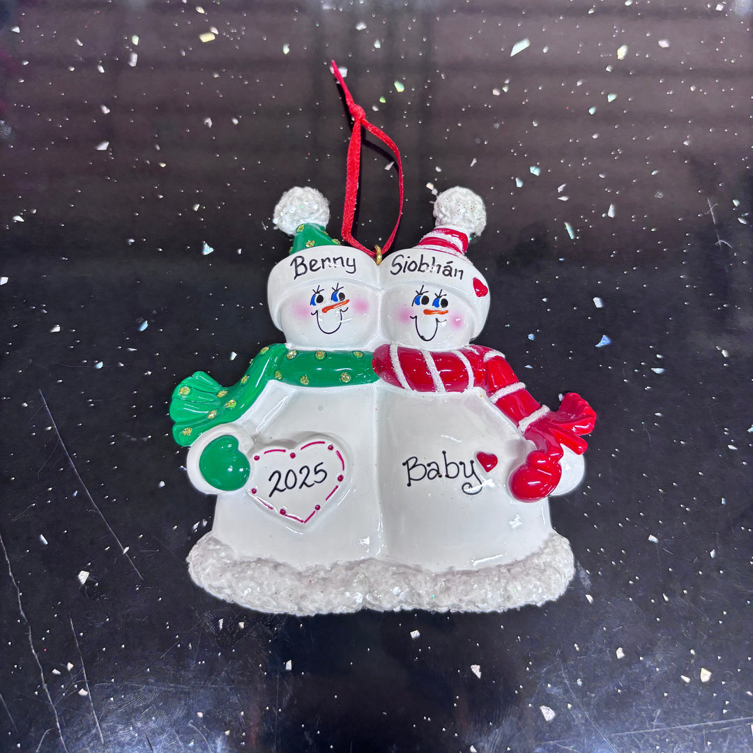 Expecting Snow Couple Personalised Christmas Ornament