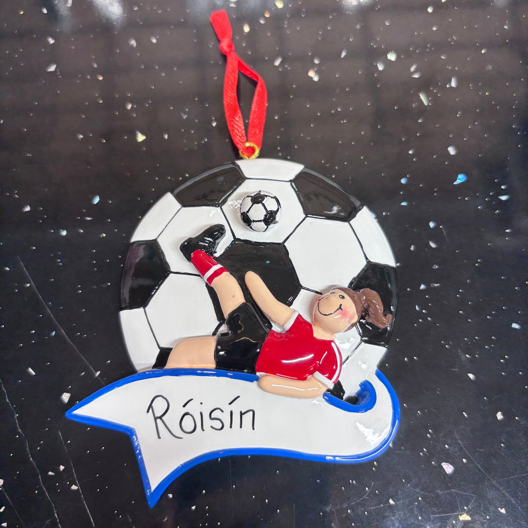 Soccer Kick Girl Personalised Christmas Ornament