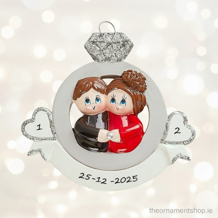 Engaged Couple Personalised Christmas Ornament