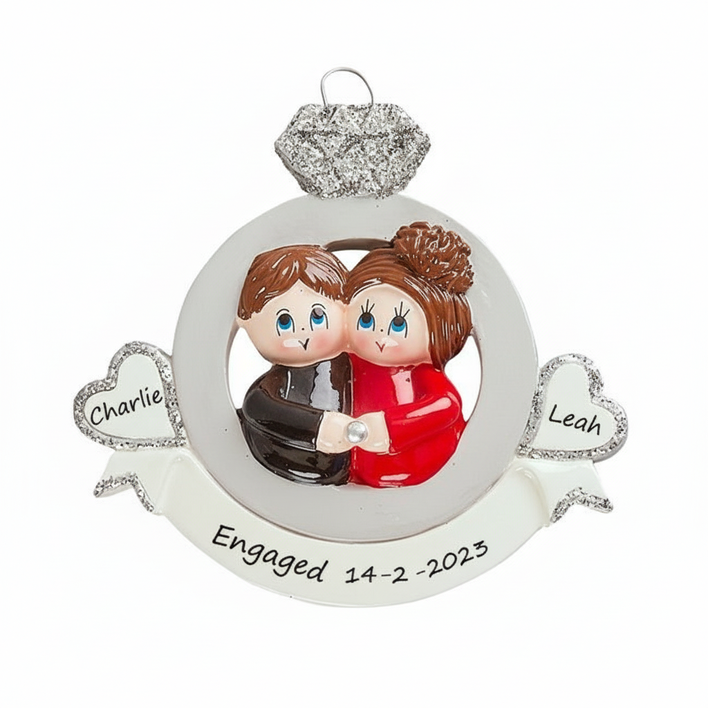 Engaged Couple Personalised Christmas Ornament