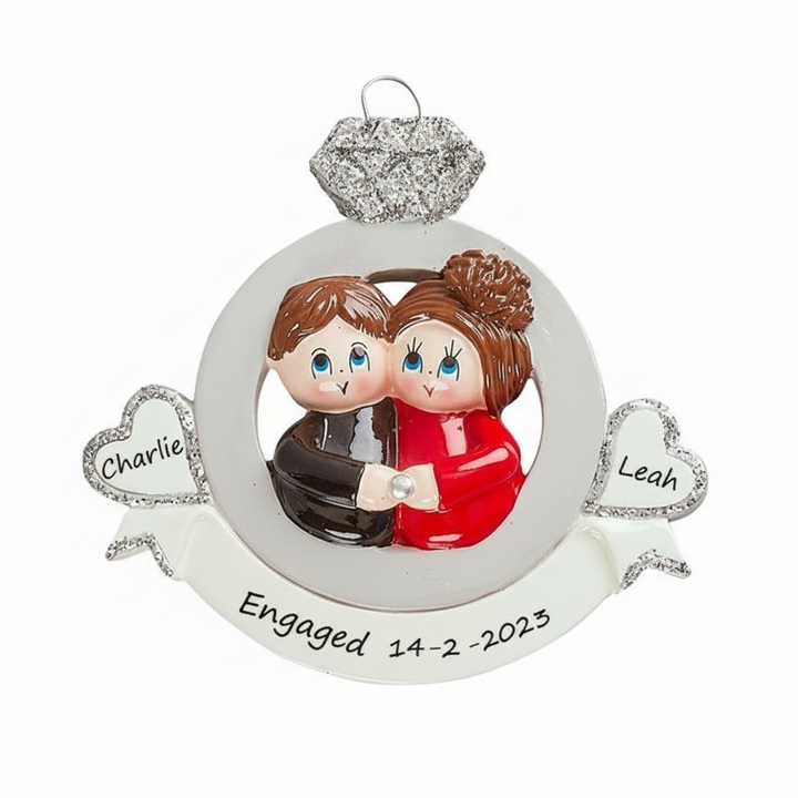 Engaged Couple Personalised Christmas Ornament
