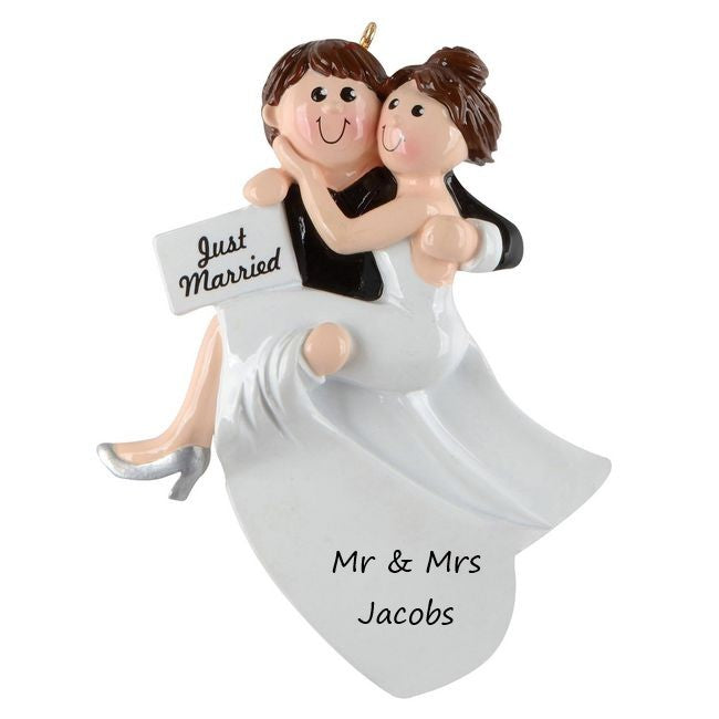 Just Married Personalised Christmas Ornament