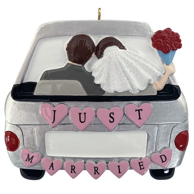 Just Married Wedding Car Personalised Christmas Ornament