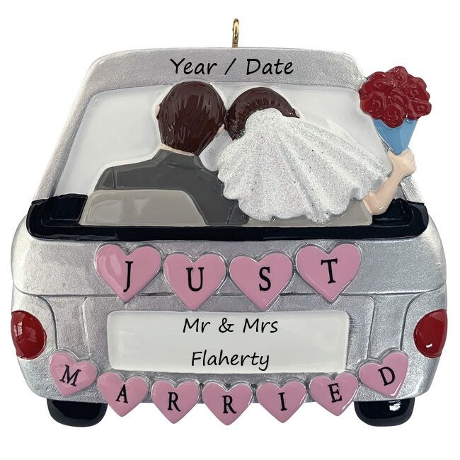 Just Married Wedding Car Personalised Christmas Ornament