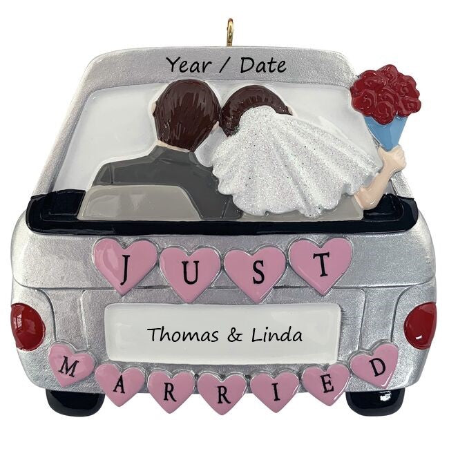 Just Married Wedding Car Personalised Christmas Ornament