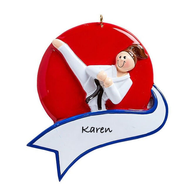 Karate Girl Personalised Christmas Ornament