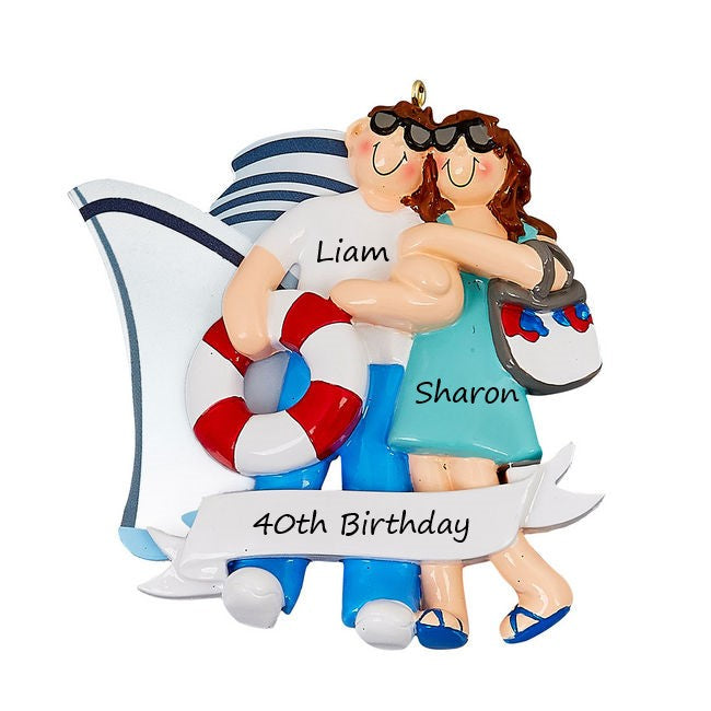 Love on a Cruise Ship Personalised Christmas Ornament