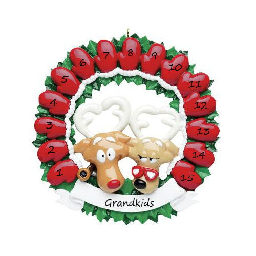 Grandparents Mitten Wreath 15 Personalised Christmas Ornament