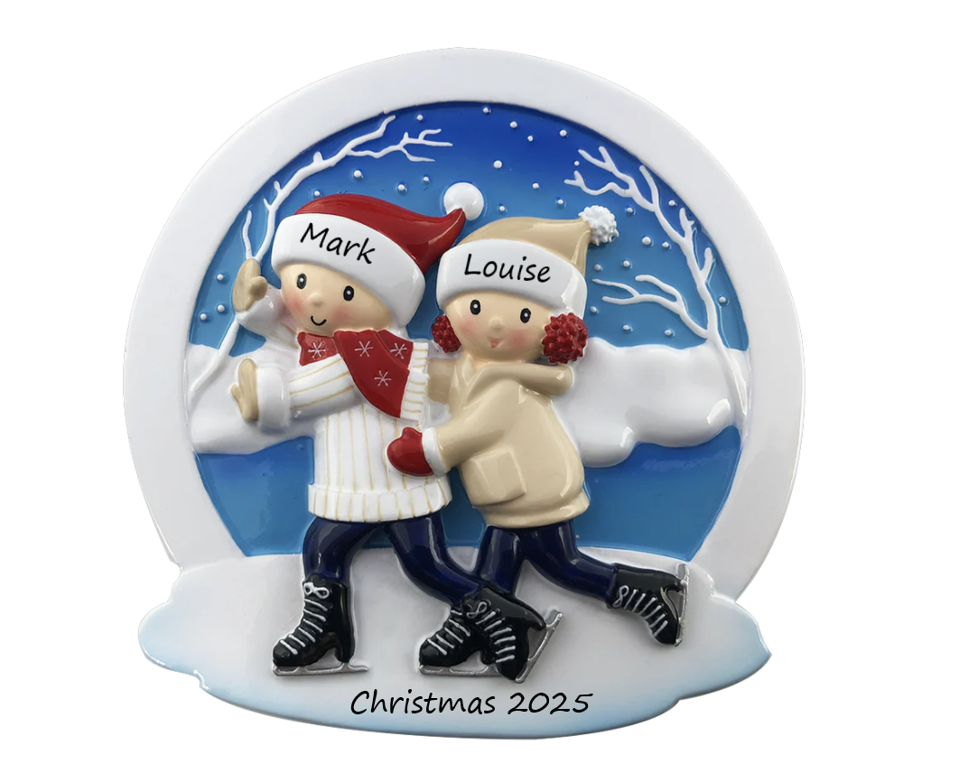 PX Ice Skating Family 2 Personalised Christmas ornament