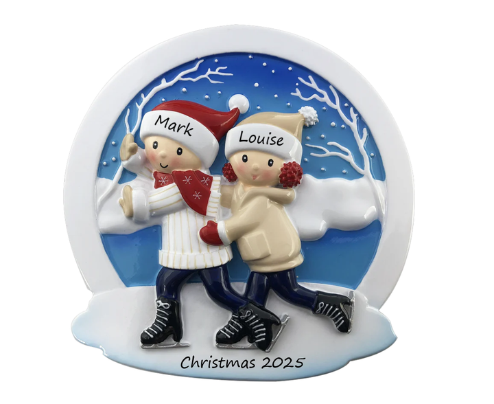 PX Ice Skating Family 2 Personalised Christmas ornament