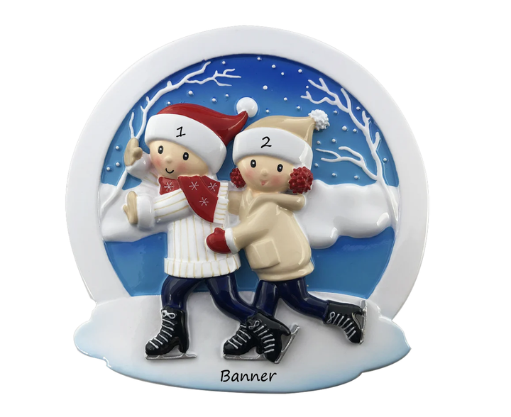 PX Ice Skating Family 2 Personalised Christmas ornament