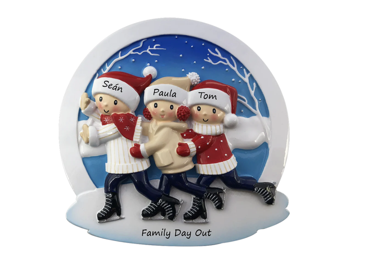 PX Ice Skating Family  3 Personalised Ornament