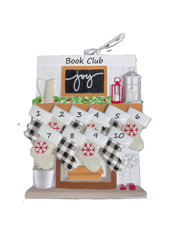 Fireplace Mantle Family 10 Personalised Christmas Ornament