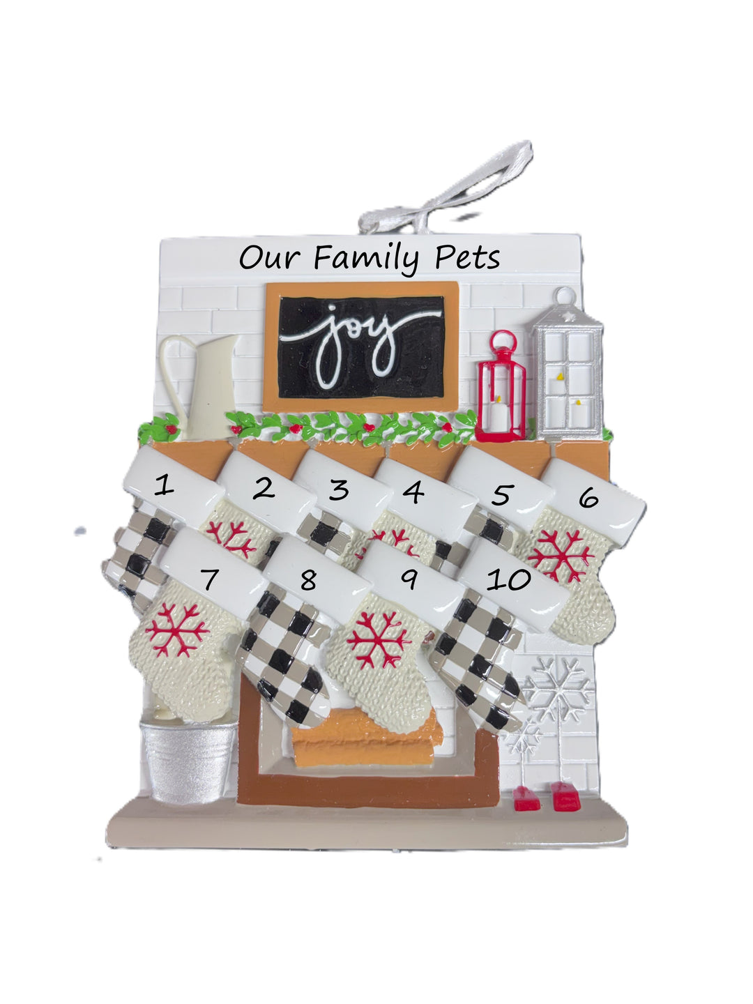 Fireplace Mantle Family 10 Personalised Christmas Ornament