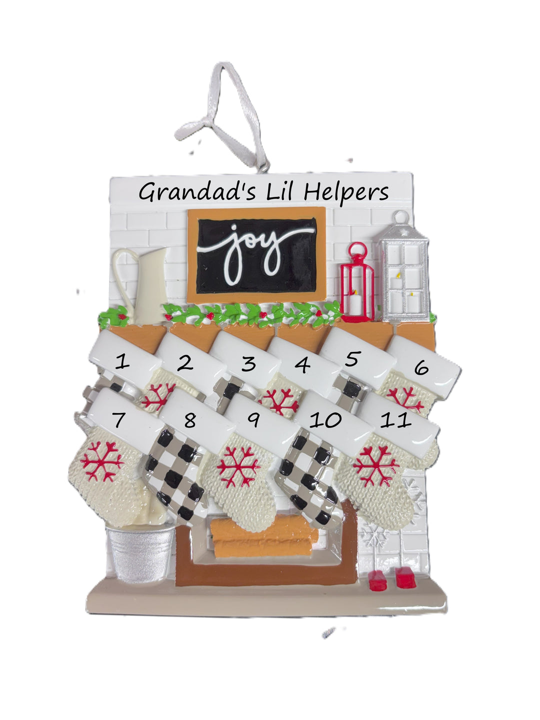 Fireplace Mantle Family 11  Personalised Christmas Ornament