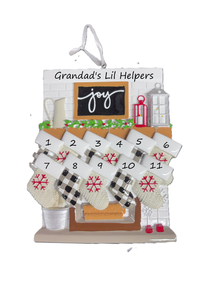 Fireplace Mantle Family 11  Personalised Christmas Ornament