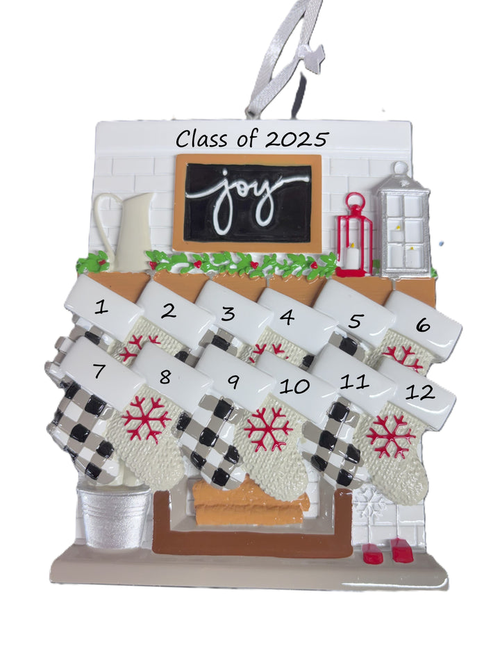 Fireplace Mantle Family 12  Personalised Christmas Ornament