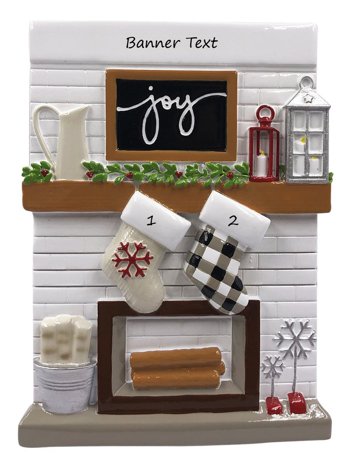 Fireplace Mantle 2  Personalised Christmas Ornament