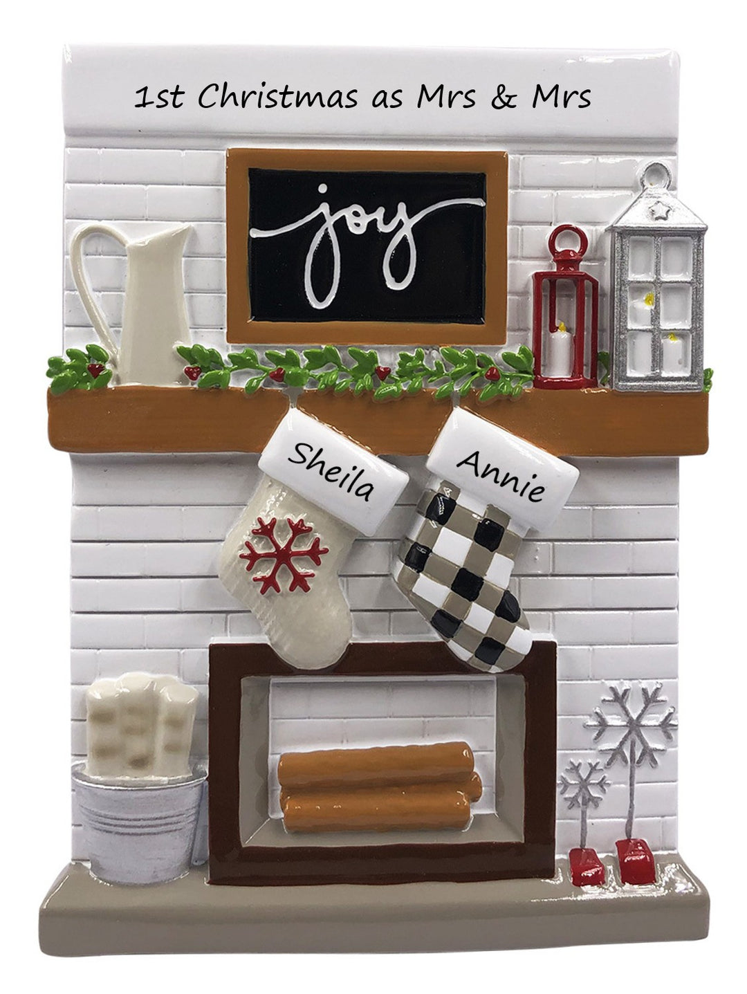 Fireplace Mantle 2  Personalised Christmas Ornament