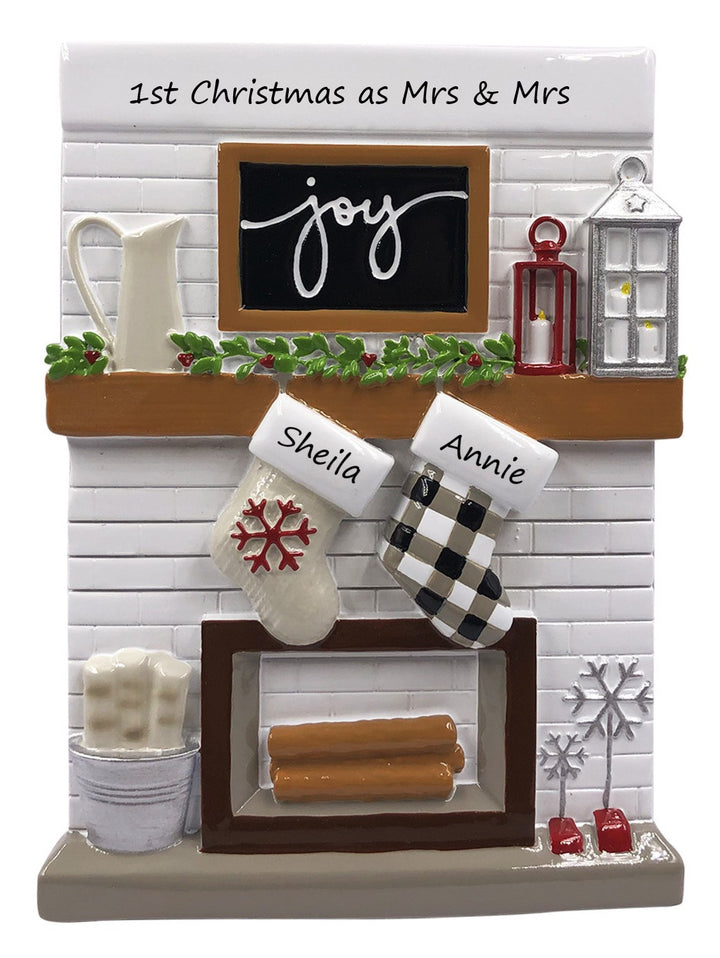 Fireplace Mantle 2  Personalised Christmas Ornament