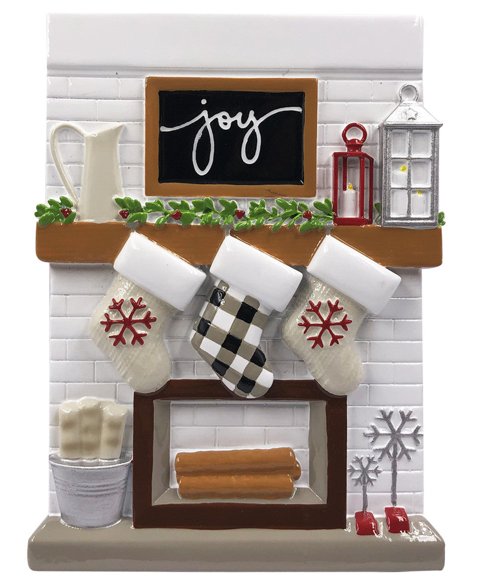 PX Fireplace Mantle Family 3 Personalised Christmas Ornament