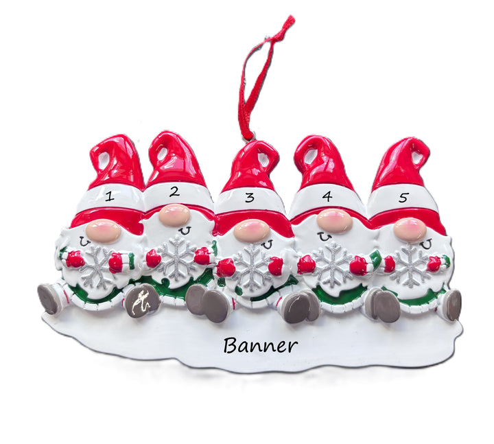 PX Gnome Family - 5 personalised Christmas Ornament