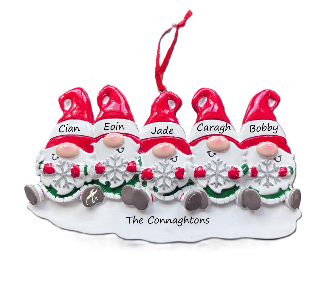PX Gnome Family - 5 personalised Christmas Ornament