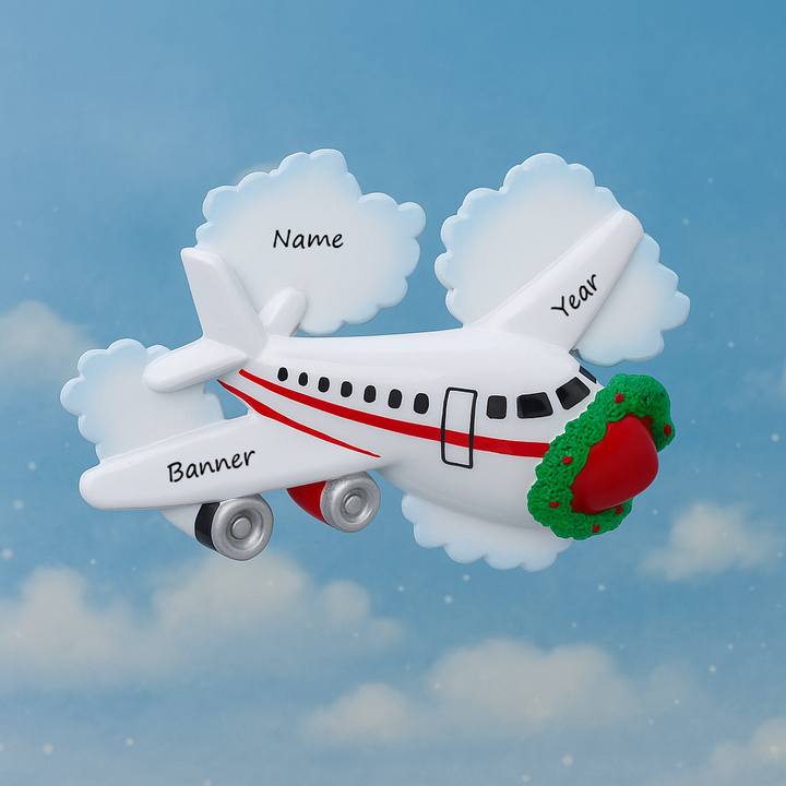 Jetliner with Clouds Personalised Christmas Decoration