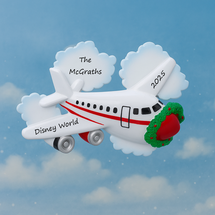 Jetliner with Clouds Personalised Christmas Decoration
