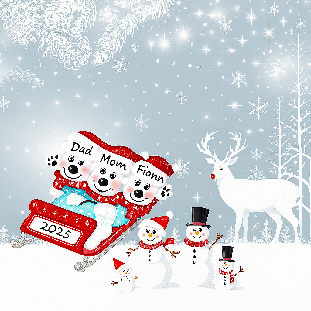 PX Bears on Sled 3 Personalised Ornament