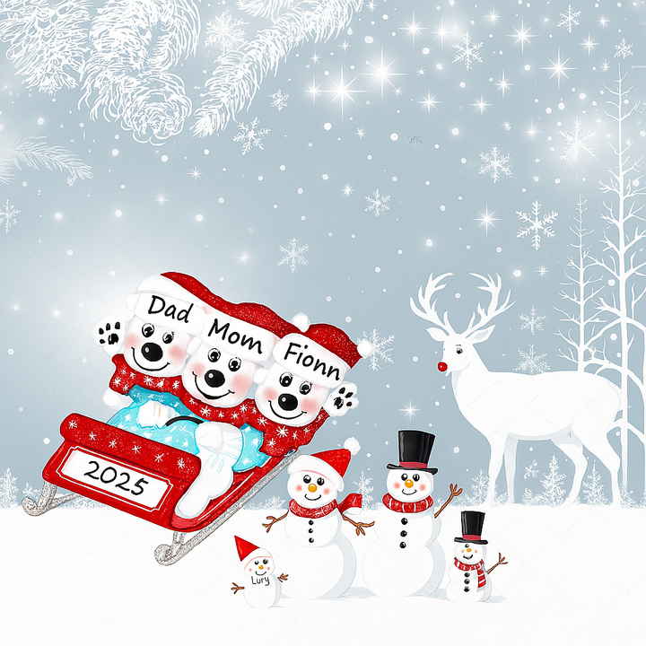 PX Bears on Sled 3 Personalised Ornament