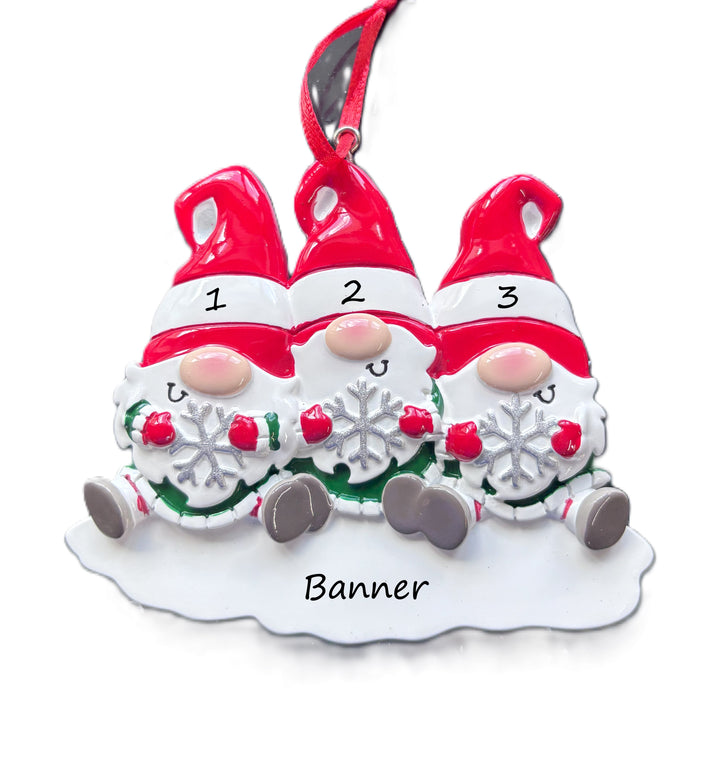 PX Gnome Family - 3 personalised Christmas Ornament