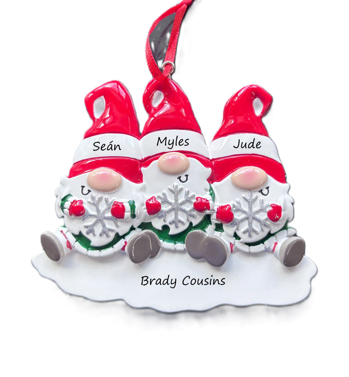 PX Gnome Family - 3 personalised Christmas Ornament
