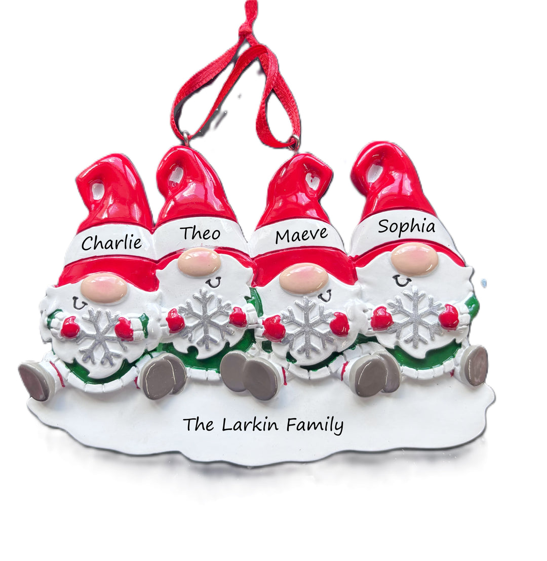 PX Gnome Family - 4 Personalised Christmas Ornament