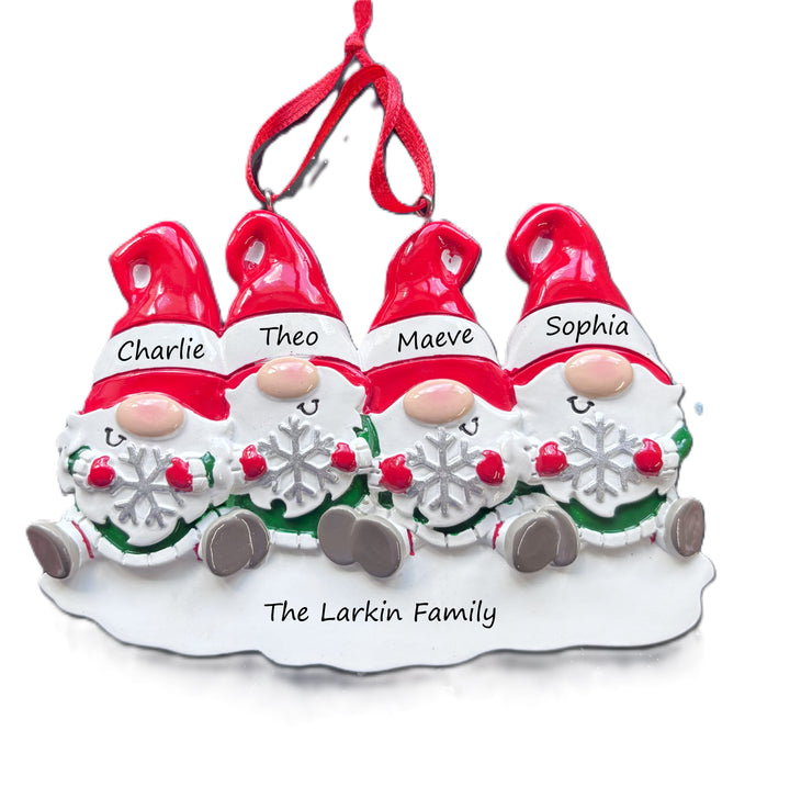 PX Gnome Family - 4 Personalised Christmas Ornament