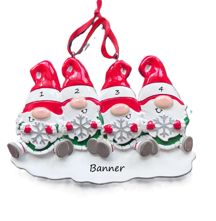 PX Gnome Family - 4 Personalised Christmas Ornament