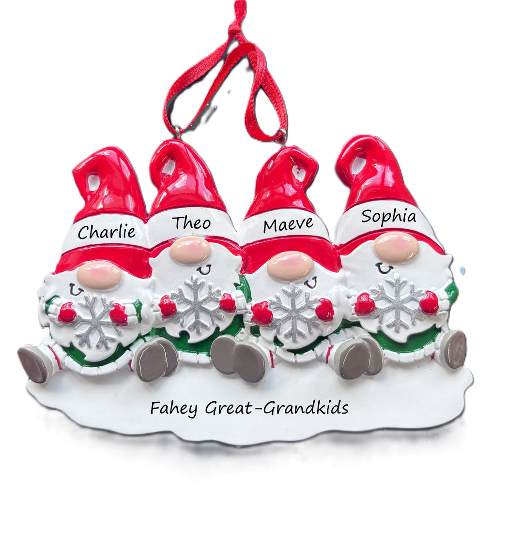 PX Gnome Family - 4 Personalised Christmas Ornament