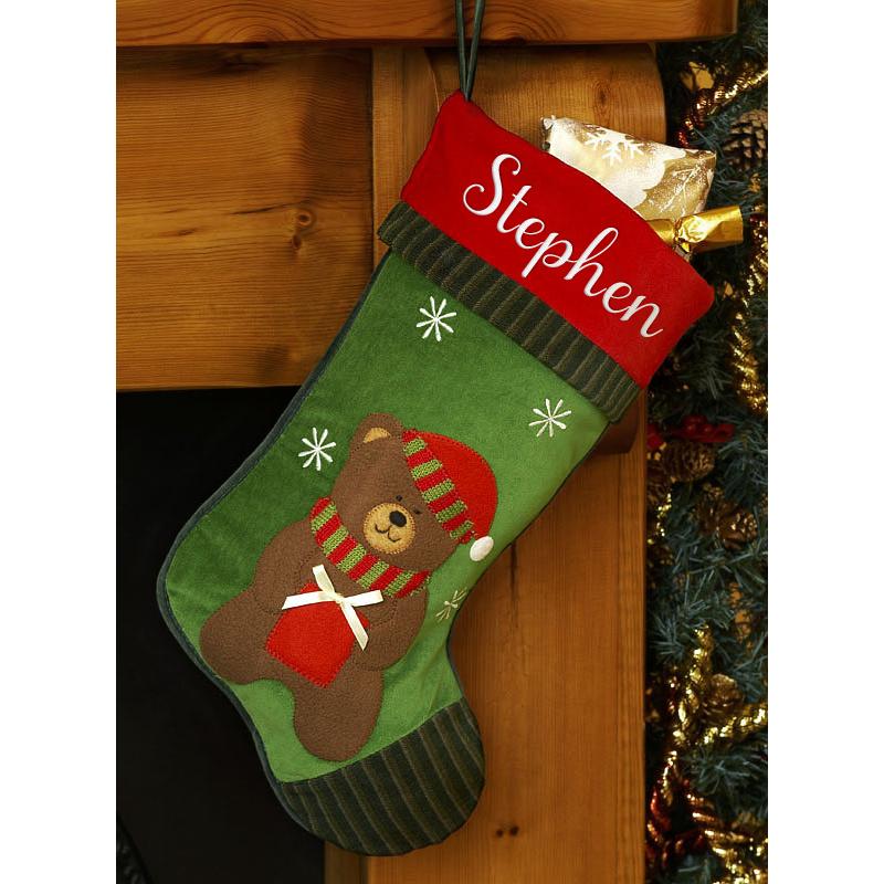 Personalised Christmas Stocking- Christmas Teddy