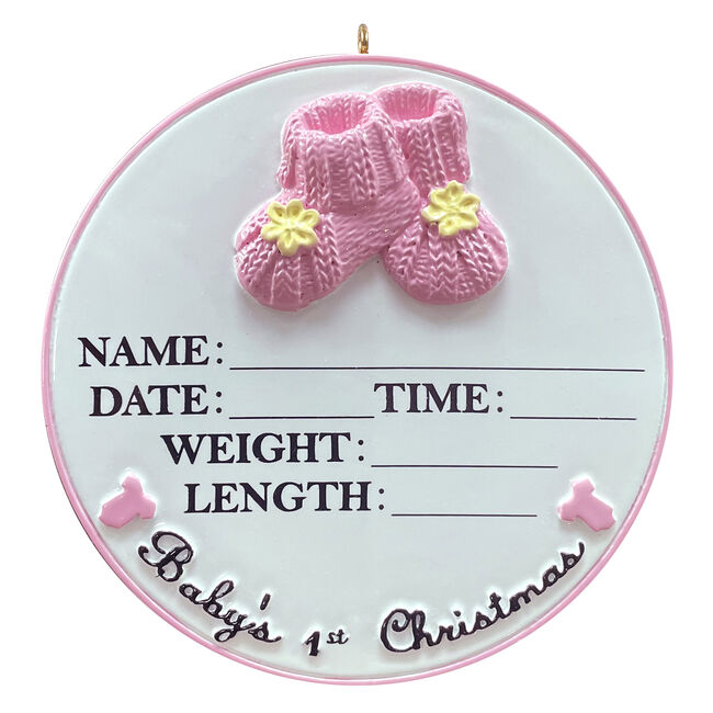 Baby Booties -  Pink Personalised Christmas Ornament