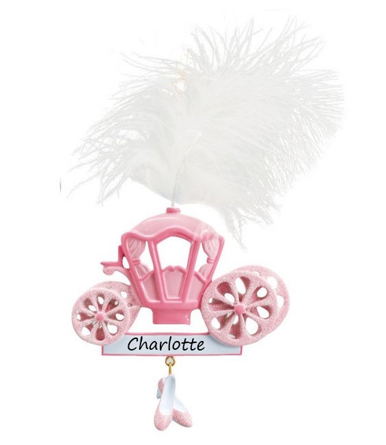 Princess Carriage Pink Personalised Christmas Ornament
