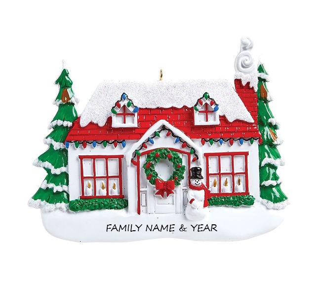 Red Roof House Personalised Christmas Ornament