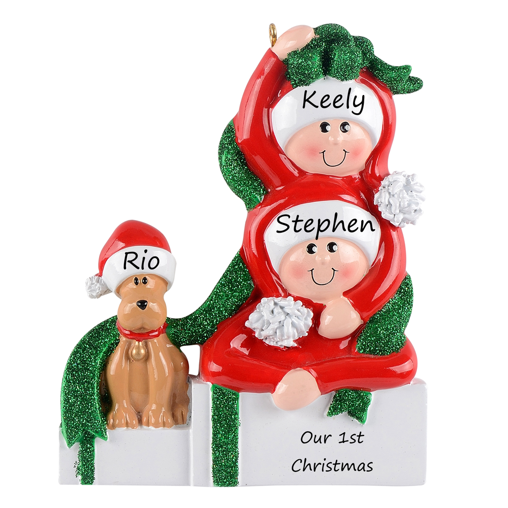 Present Couple with tan dog