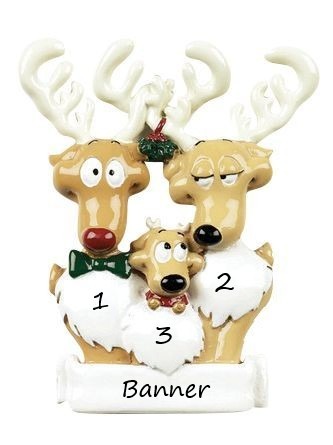 Reindeer Family 3 Personalised Christmas Ornament